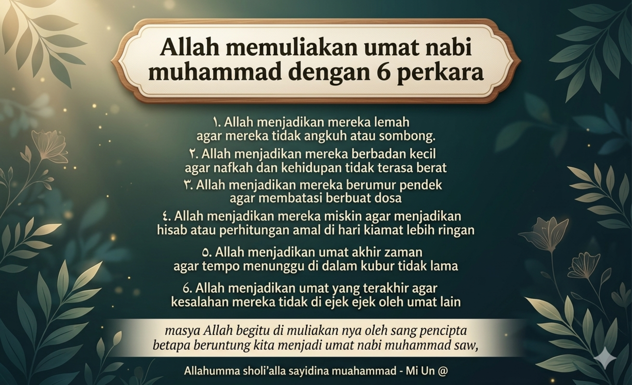 Enam Kemuliaan Umat Nabi Muhammad SAW yang Jarang Disadari: Sebuah Renungan Akhir Zaman