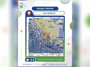 Gempa Magnitudo 5,0 Guncang Kaur Bengkulu Tidak Berpotensi Tsunami